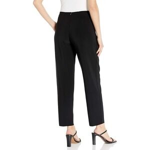 NORMA KAMALI Womens Sz 36/L Black Stretch Pleated Tapered Pant Career Business